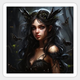 A Dark Fairy Fantasy With Black Butterflies Sticker